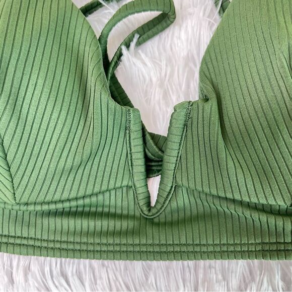 NWT Shade & Shore Green Bikini Crisscross Top Swimsuit Swimwear Women’s 34B - Picture 2 of 7